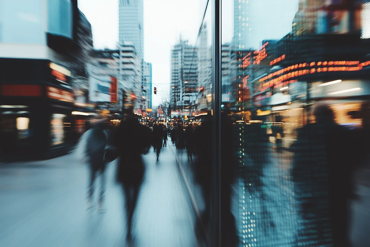 City street at night with motion blur